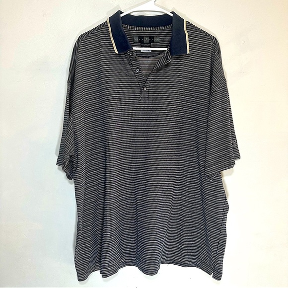 Nike Golf Dri-Fit Black Grey Striped  Collard TShirt - Picture 1 of 6